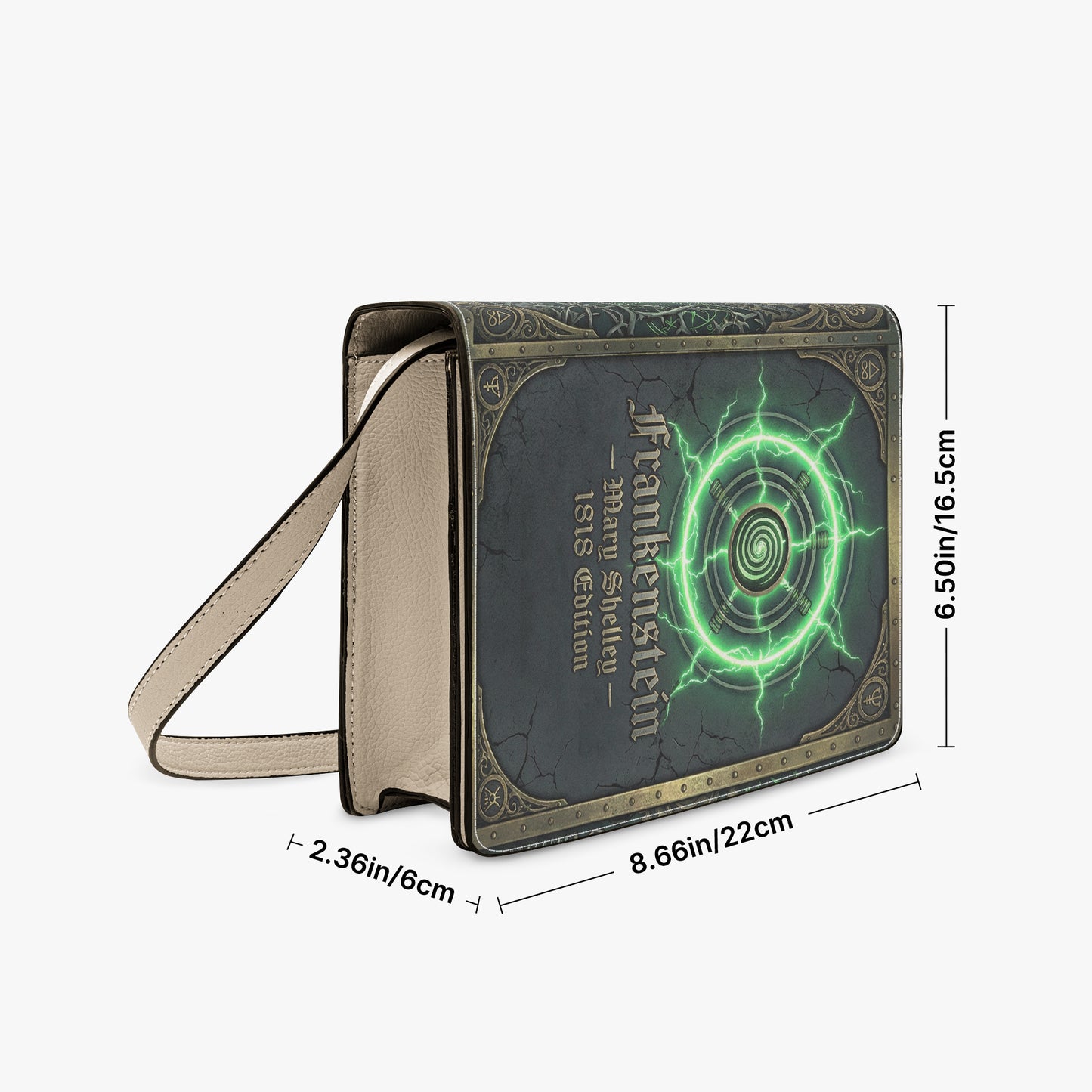 frankenstein mary shelley gothic book-shaped crossbody bag vegan leather – Sole Design Studio