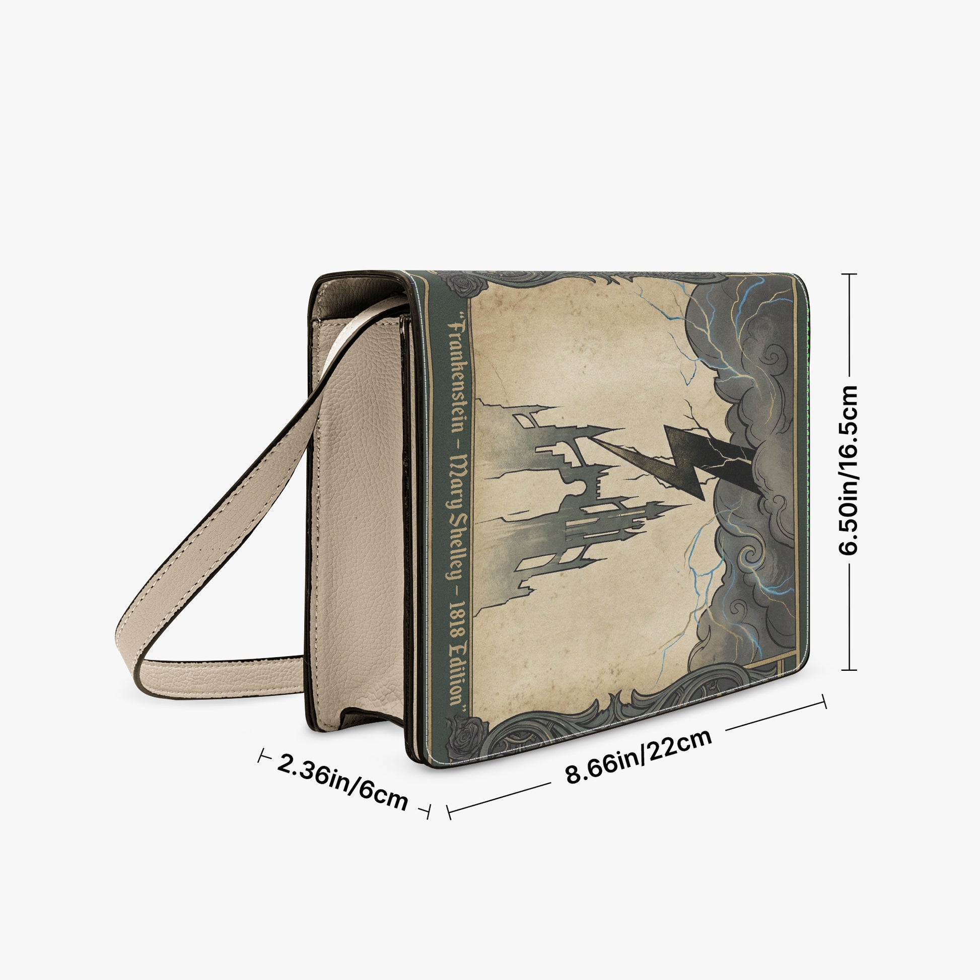 frankenstein mary shelley gothic book-shaped crossbody bag vegan leather – Sole Design Studio