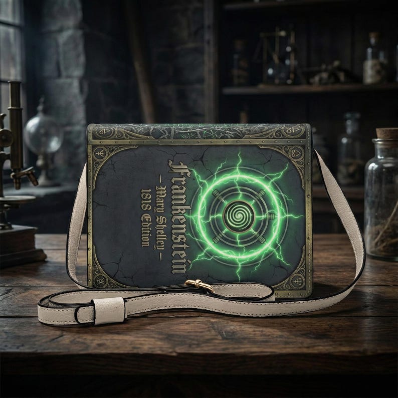 frankenstein mary shelley gothic book-shaped crossbody bag vegan leather – Sole Design Studio