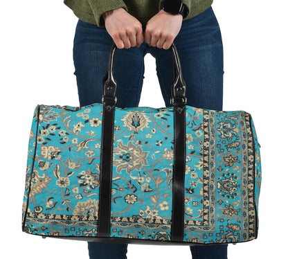 Grandma's Old Teal Blue Carpet Women's Travel Bag