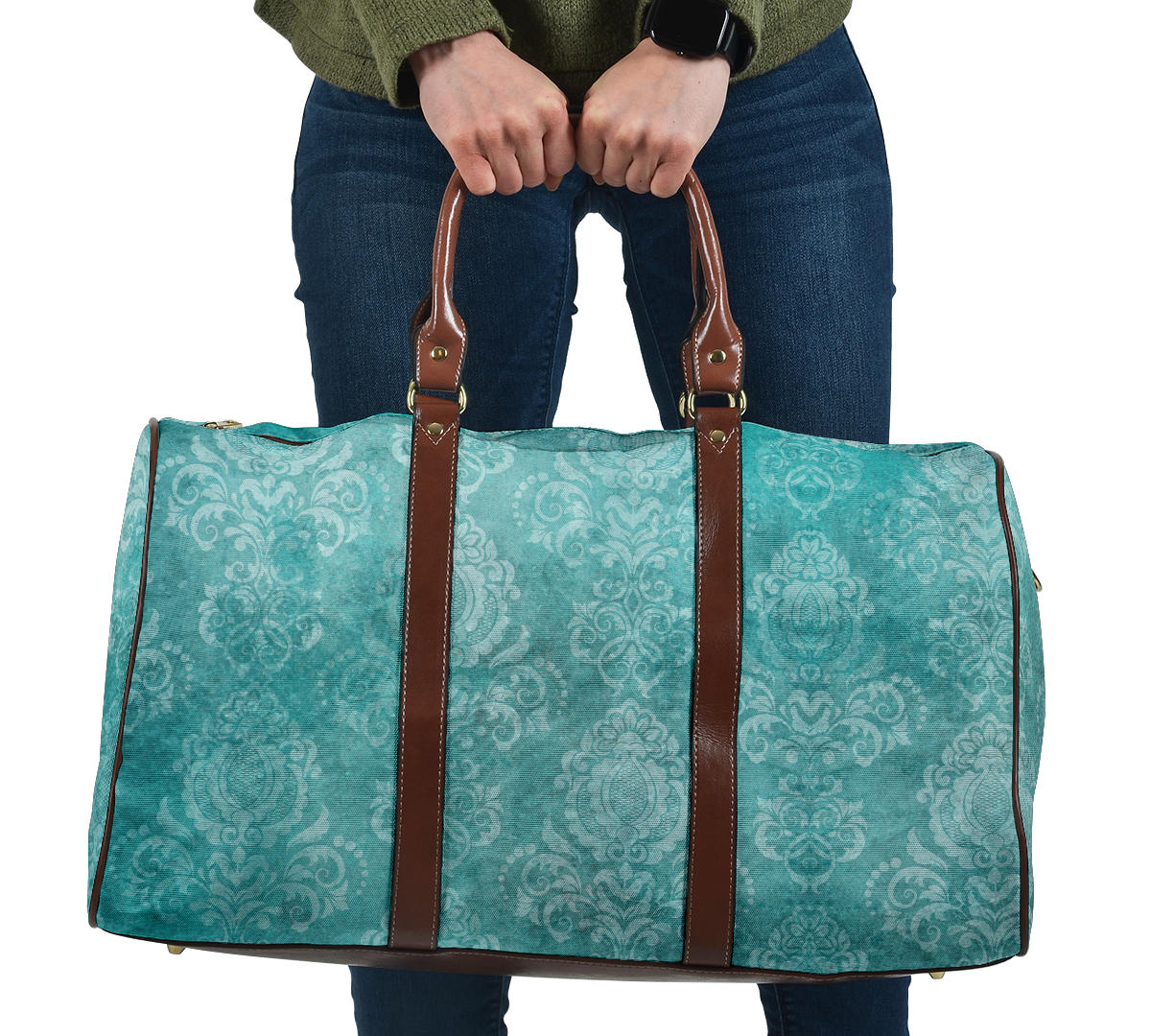 Teal White Vintage Women's Travel Bag