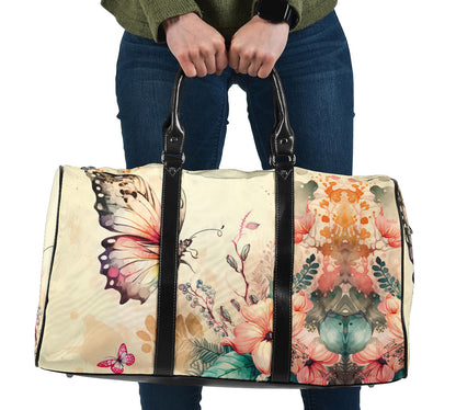 Watercolor Butterfly Floral Women's Travel Bag