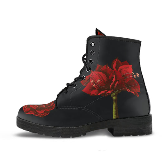 Amaryllis Flower Women's Vegan Leather Combot Boots