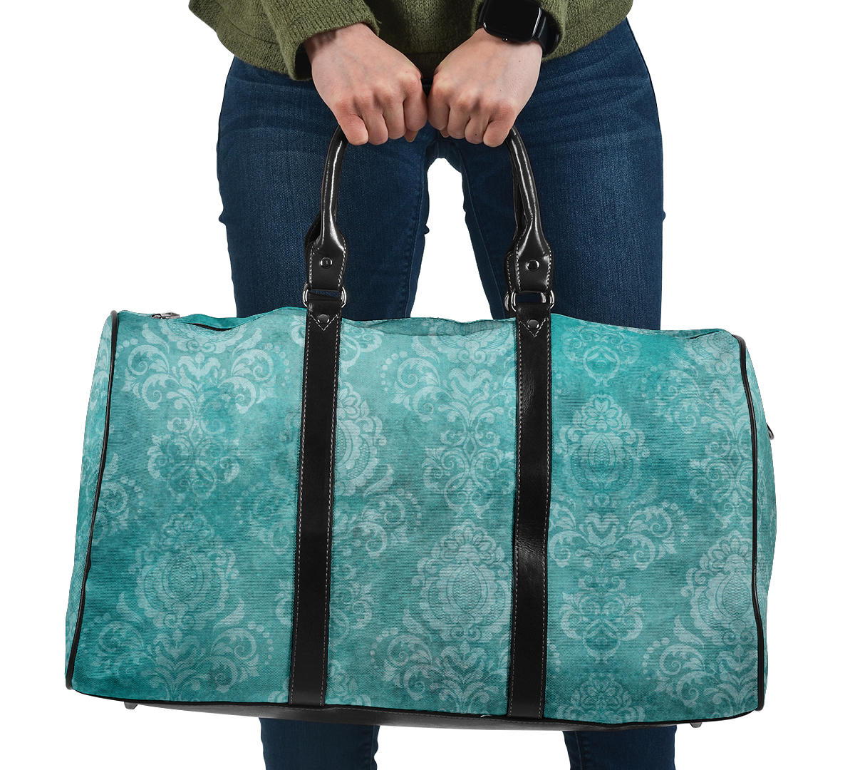 Teal White Vintage Women's Travel Bag