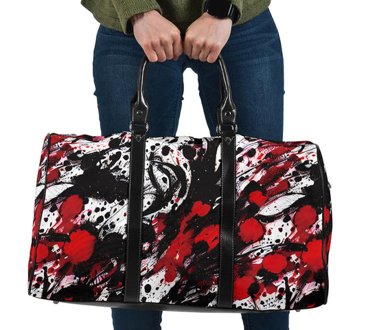 Red And Black Ink Splatter Women's Travel Bag