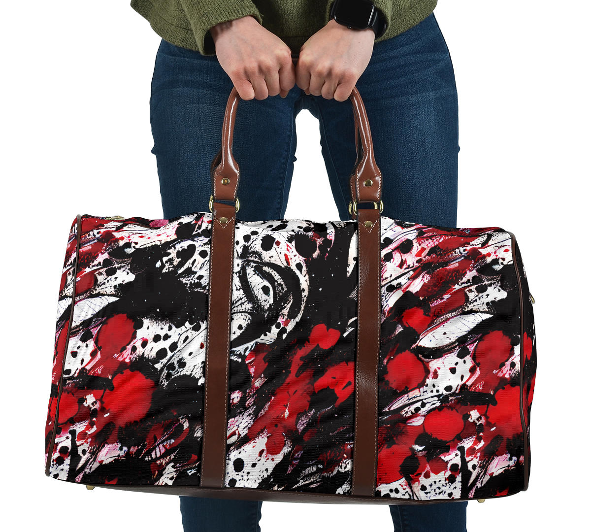 Red And Black Ink Splatter Women's Travel Bag