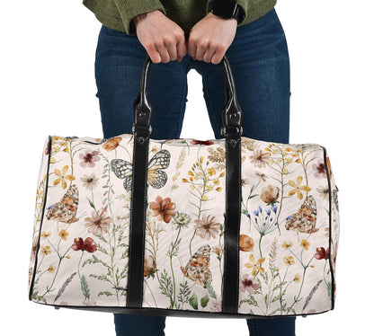 Tiny Bloom Watercolor Butterfly Women's Travel Bag