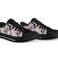 Colorful Cartoon Horse Head Low Top Sneakers in Black