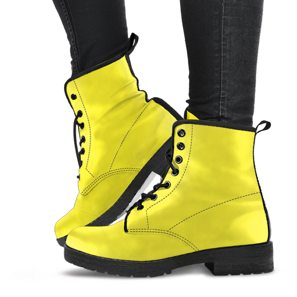 Lemon Yellow Women Vegan Leather Boots