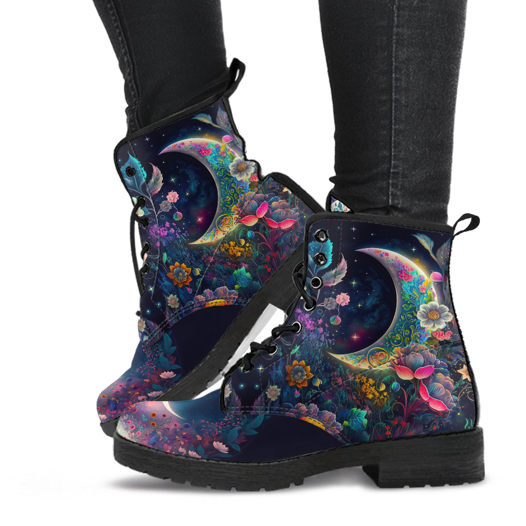 Sleepy Fantasy Garden Vegan Leather Boots - READY TO SHIP