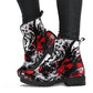 Red And Black Ink Splatter Vegan Leather Combat Boots - READY TO SHIP