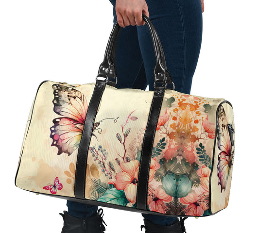 Watercolor Butterfly Floral Women's Travel Bag