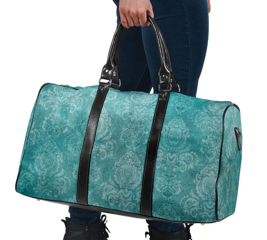 Teal White Vintage Women's Travel Bag