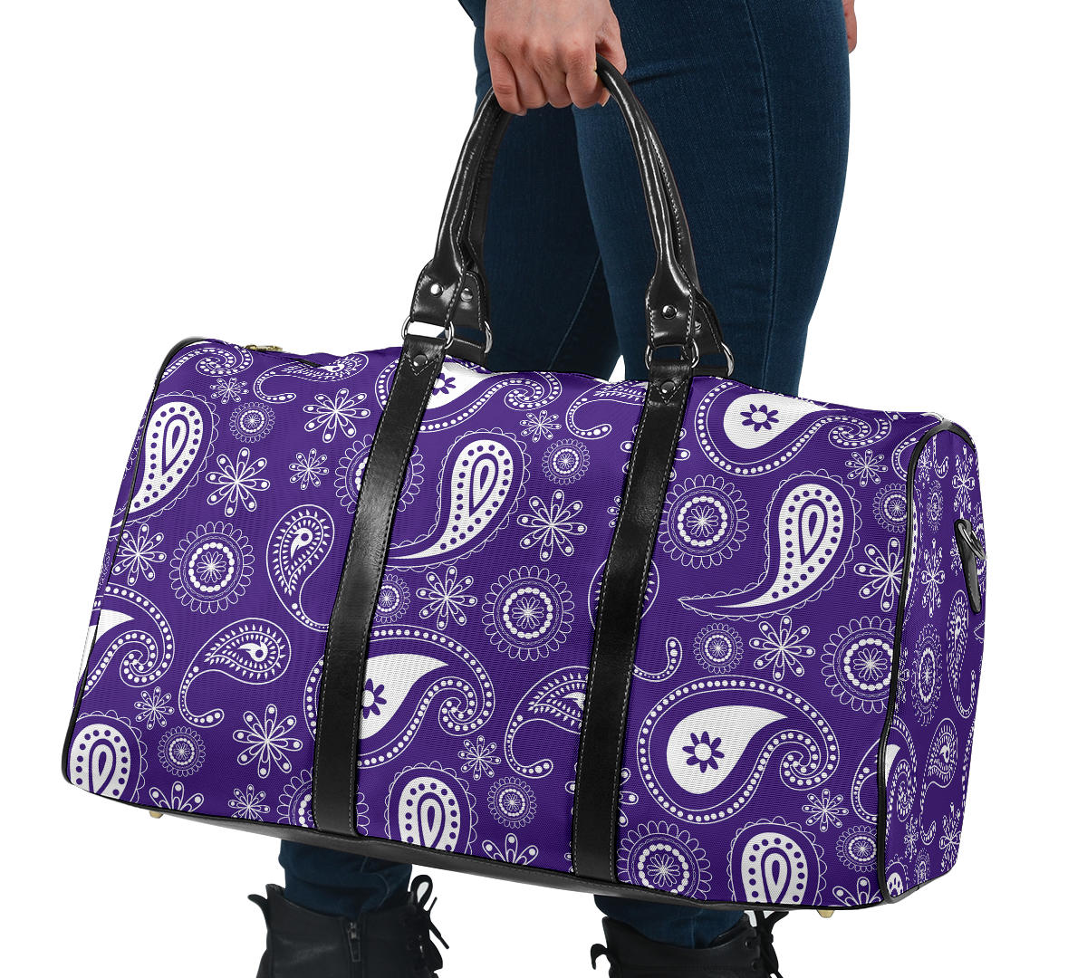 Purple Bandana Paisley Women's Travel Bag