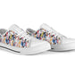 Colorful Cartoon Horse Head Low Top Sneakers in White