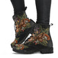 Jungle Leaves and Flowers Tropical Women's Vegan Leather Combat Boots