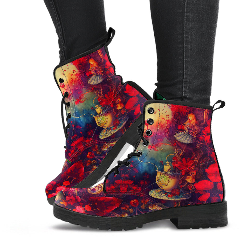 Alice in Wonderland #3 Women's Vegan Leather Combat Boots