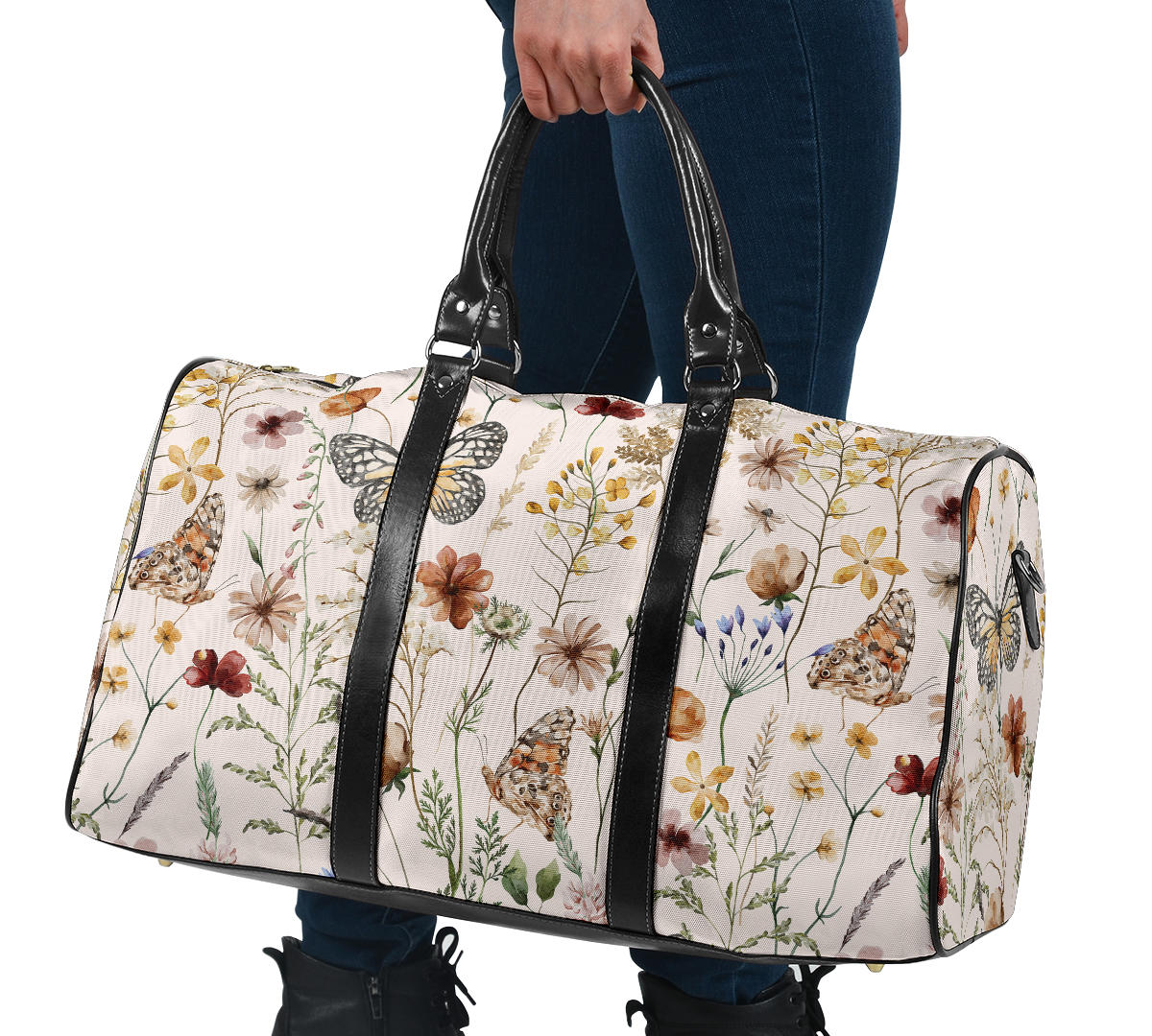 Tiny Bloom Watercolor Butterfly Women's Travel Bag