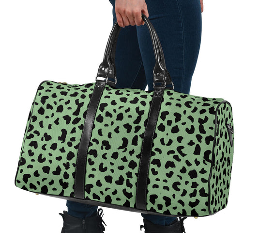 Sea Foam Green Leopard Print Women's Travel Bag