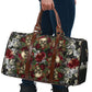 Skulls and Roses on Silver Old Carpet Women's Travel Bag