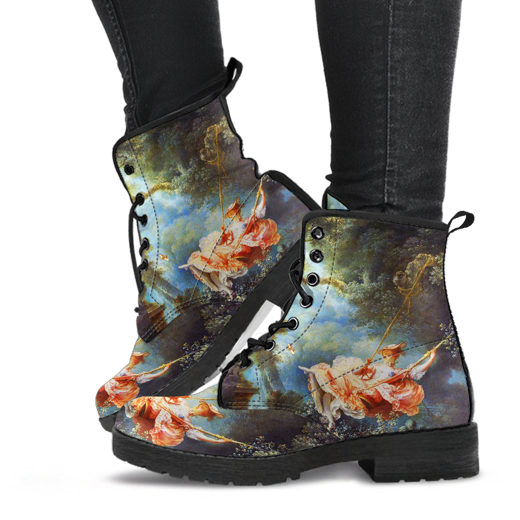 The Swing by Jean-Honore Fragonard Women's Vegan leather Combat Boots