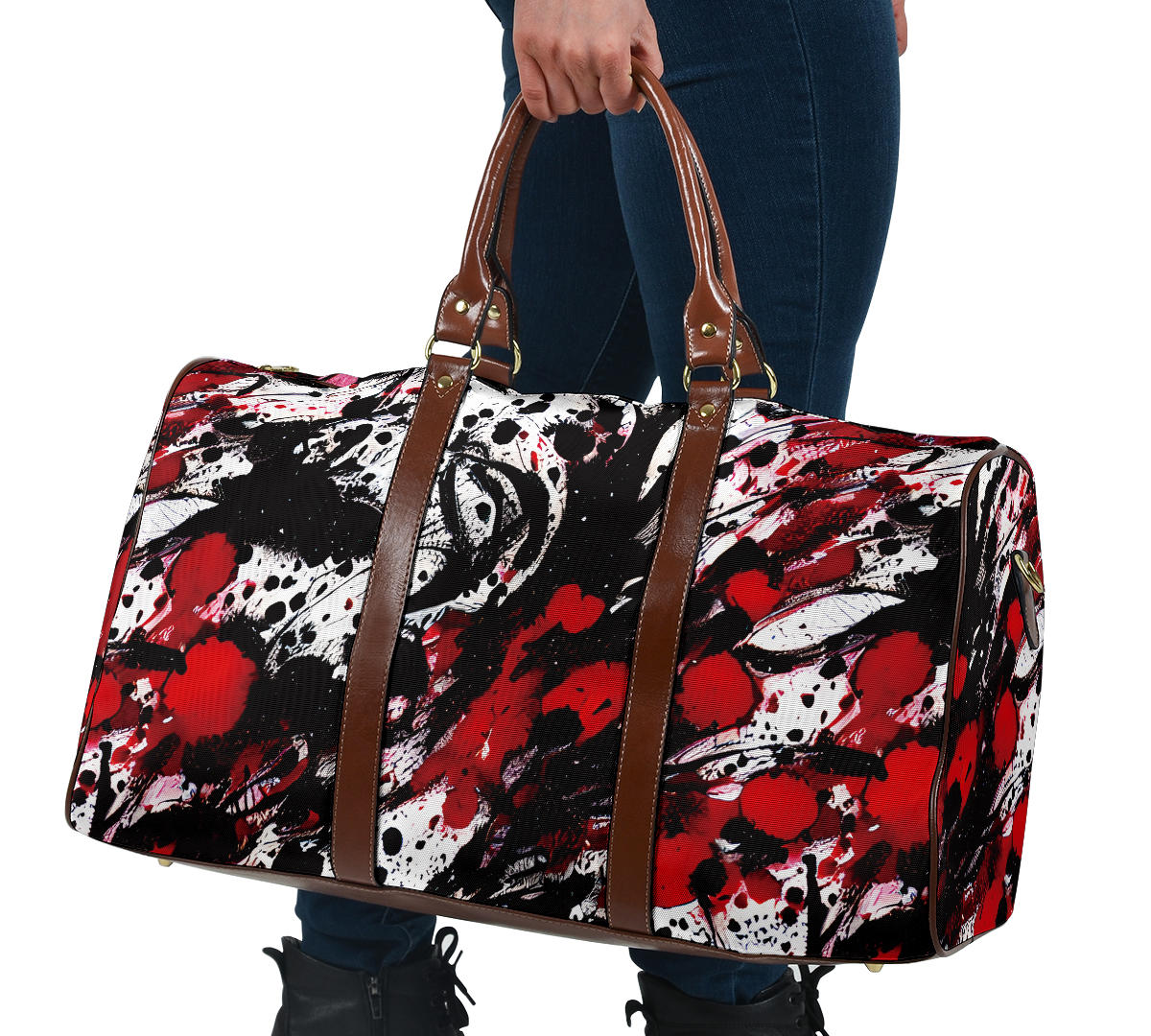 Red And Black Ink Splatter Women's Travel Bag