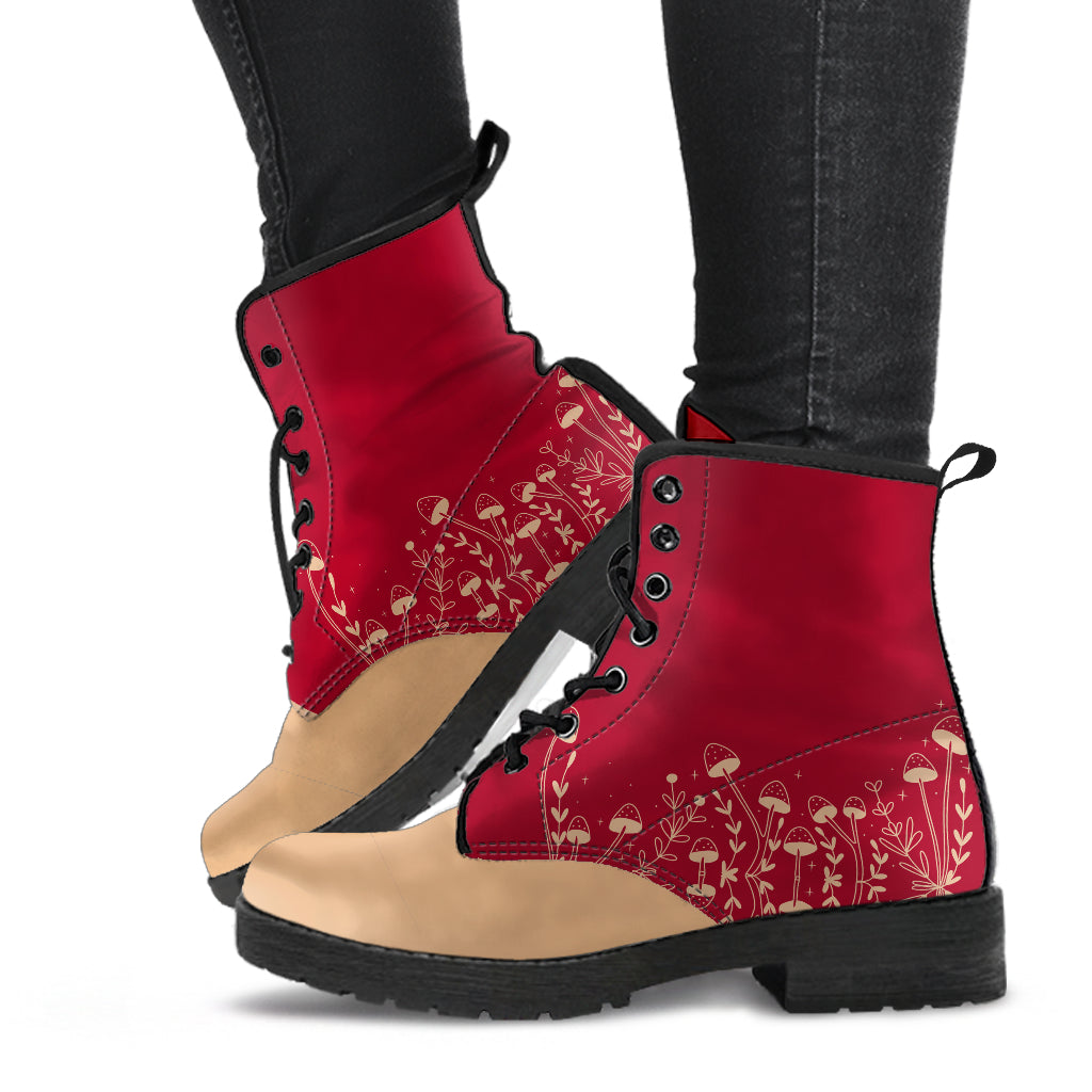 Crimson Enchantment Red Women's Vegan Leather Boots