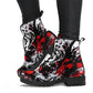 Red And Black Ink Splatter Women's Vegan Leather Combat Boots