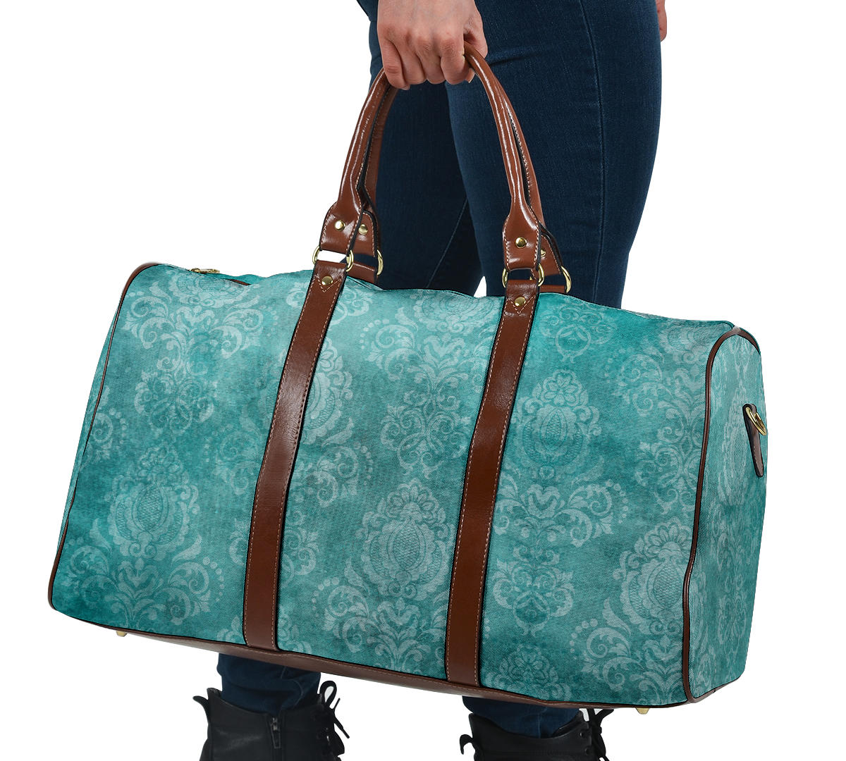 Teal White Vintage Women's Travel Bag