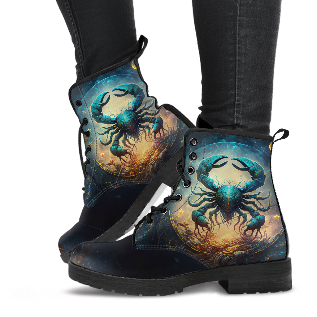 Cancer the Crab Zodiac Women's Vegan Leather Boots