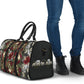 Skulls and Roses on Silver Old Carpet Women's Travel Bag