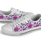 Pink, Violet and White Flowers Women's Low Top Sneakers - READY TO SHIP