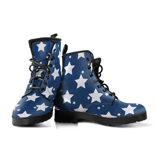 Stellar Stride blue Star Women's Vegan Leather Combat Boots