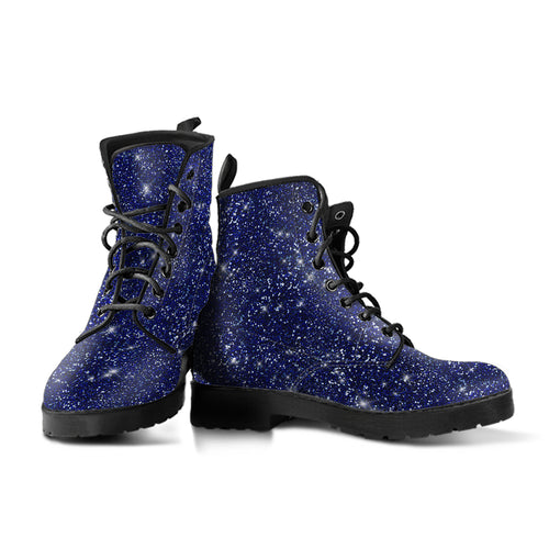 twinkle twinkle little star - midnight blue women's vegan leather combat boots quick ship!! women's combat boots vegan leather – Sole Design Studio