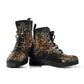 Jungle Leaves and Flowers Tropical Women's Vegan Leather Combat Boots