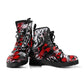 Red And Black Ink Splatter Vegan Leather Combat Boots - READY TO SHIP