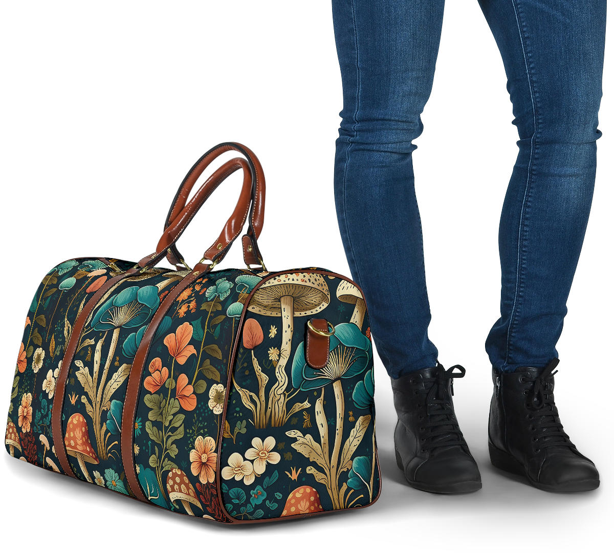 Whimsical Mushroom and Floral Art Women's Travel Bag