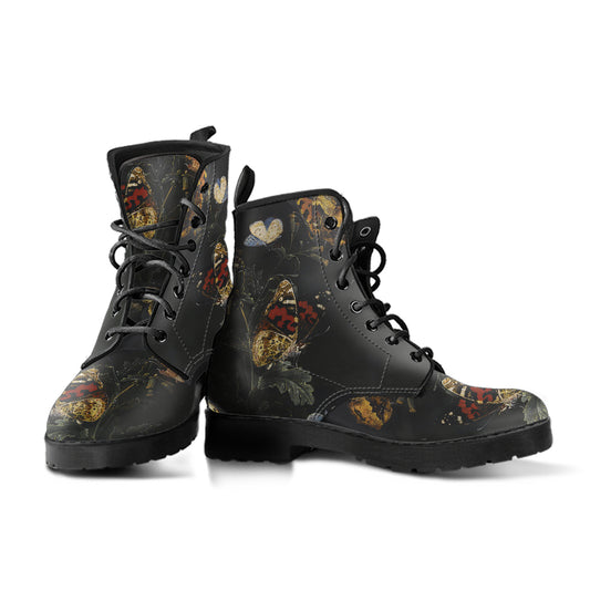 Nocturnal Butterflies Women's Vegan Leather Combat Boots
