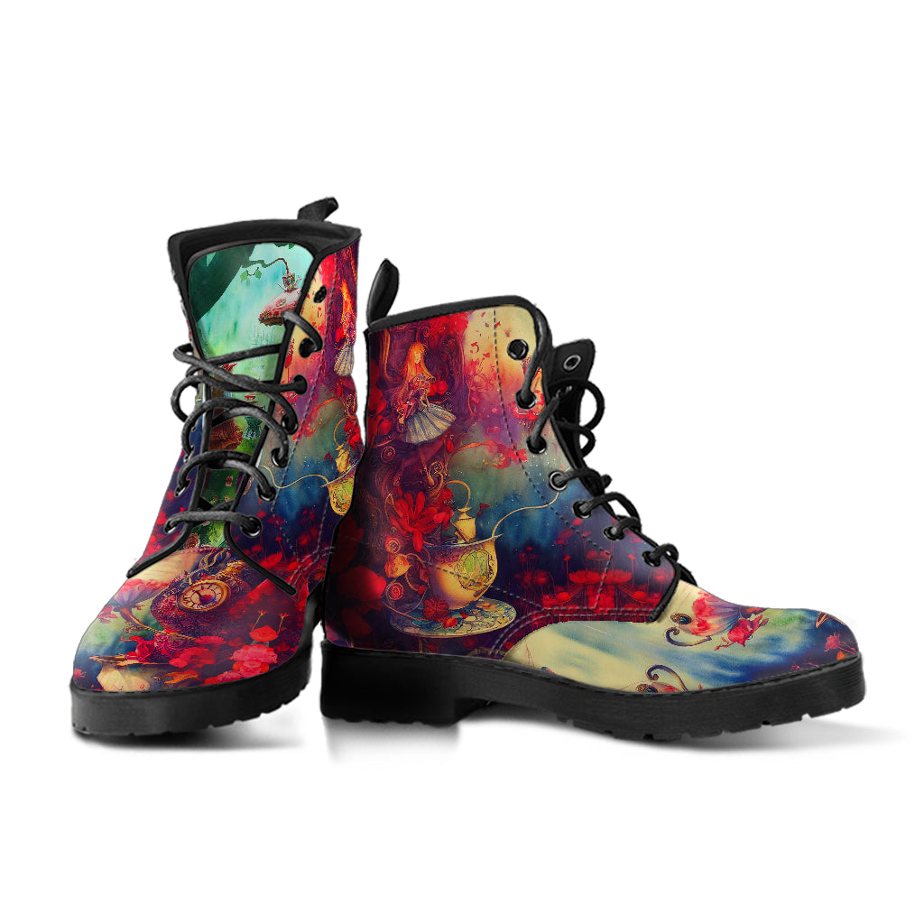 Alice in Wonderland #3 Women's Vegan Leather Combat Boots