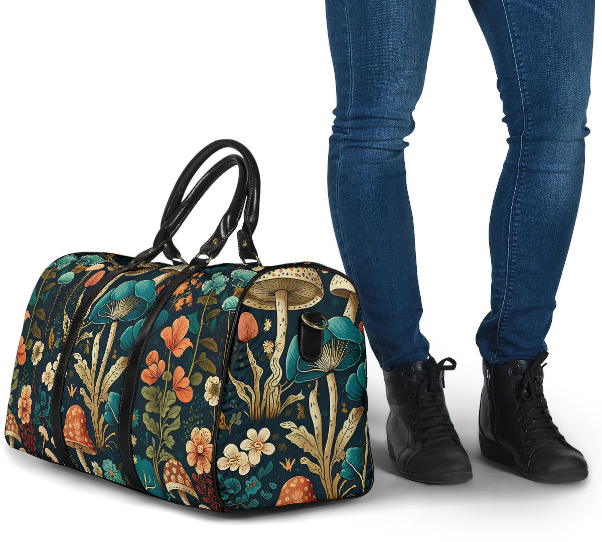 Whimsical Mushroom and Floral Art Women's Travel Bag