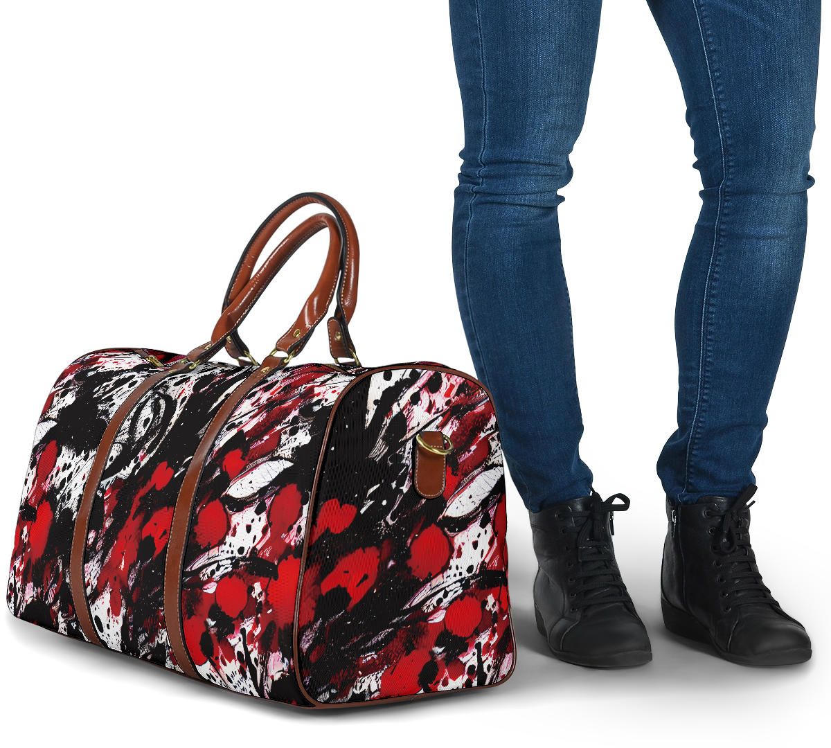 Red And Black Ink Splatter Women's Travel Bag