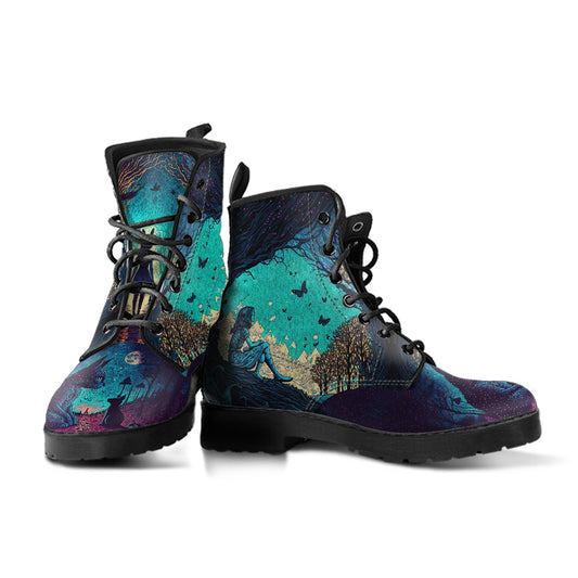 Alice in Wonderland #8 Women's Vegan Leather Combat Boots