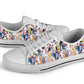 Colorful Cartoon Horse Head Low Top Sneakers in White