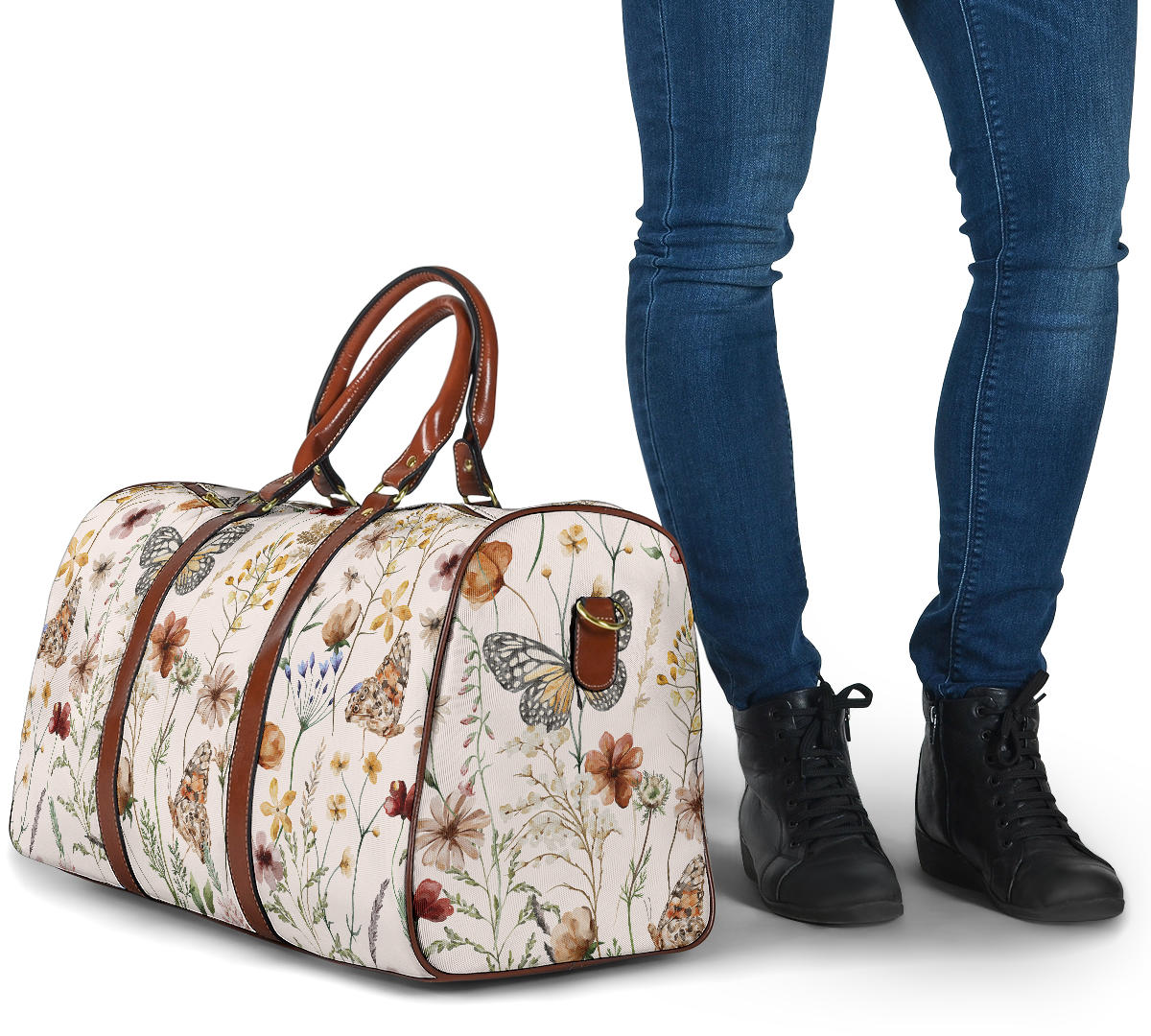 Tiny Bloom Watercolor Butterfly Women's Travel Bag