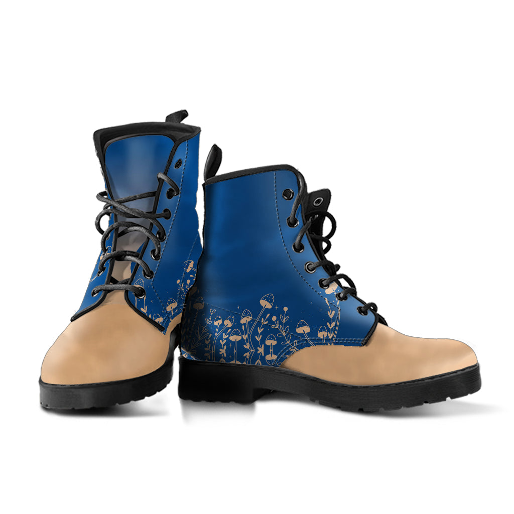 Sapphire Forest Blue Women's Vegan Leather Combat Boots