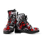 Red And Black Ink Splatter Women's Vegan Leather Combat Boots