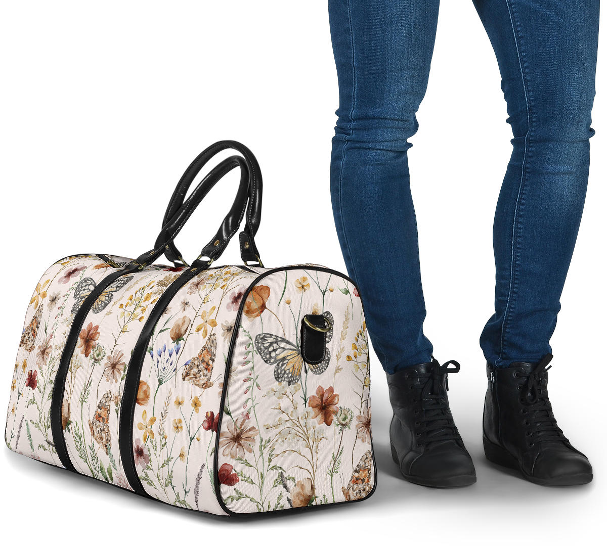 Tiny Bloom Watercolor Butterfly Women's Travel Bag