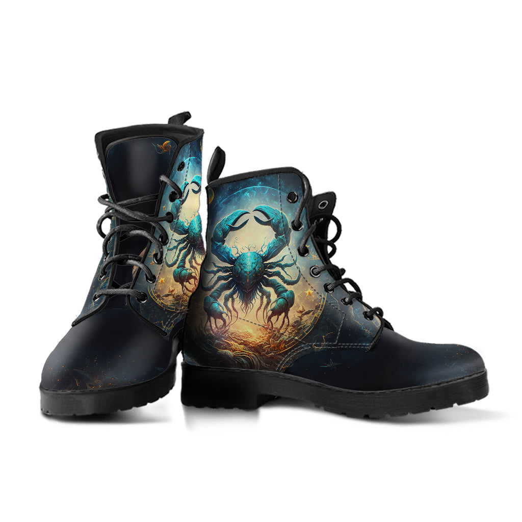 Cancer the Crab Zodiac Women's Vegan Leather Boots