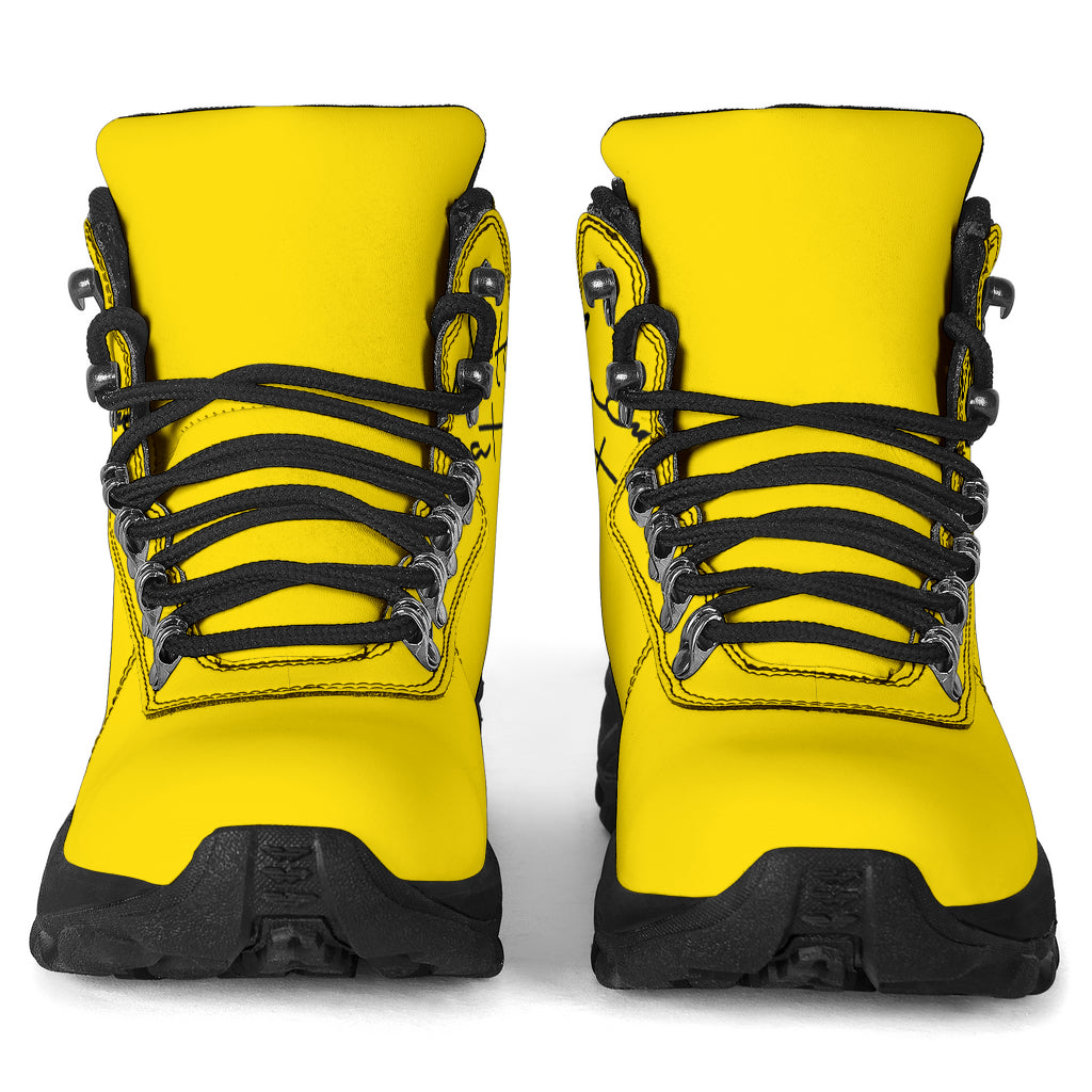 Black and White Cat on Yellow Women's Alpine Boots