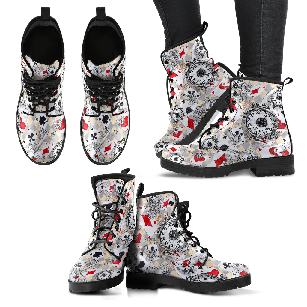 Alice in Wonderland #12 Women's Vegan Leather Combat Boots